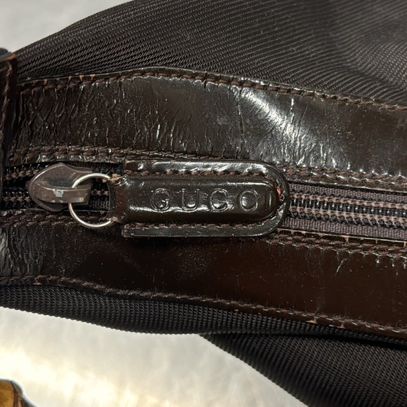 GUCCI Bamboo Shoulder Chocolate Brown Nylon Bag - Picture 3 of 6